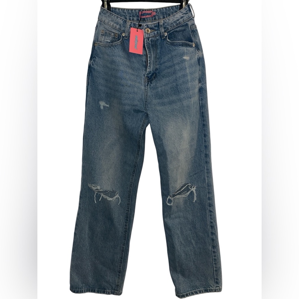 EDIKTED NWT Jeans Light Wash Blue Denim Women’s Size Small